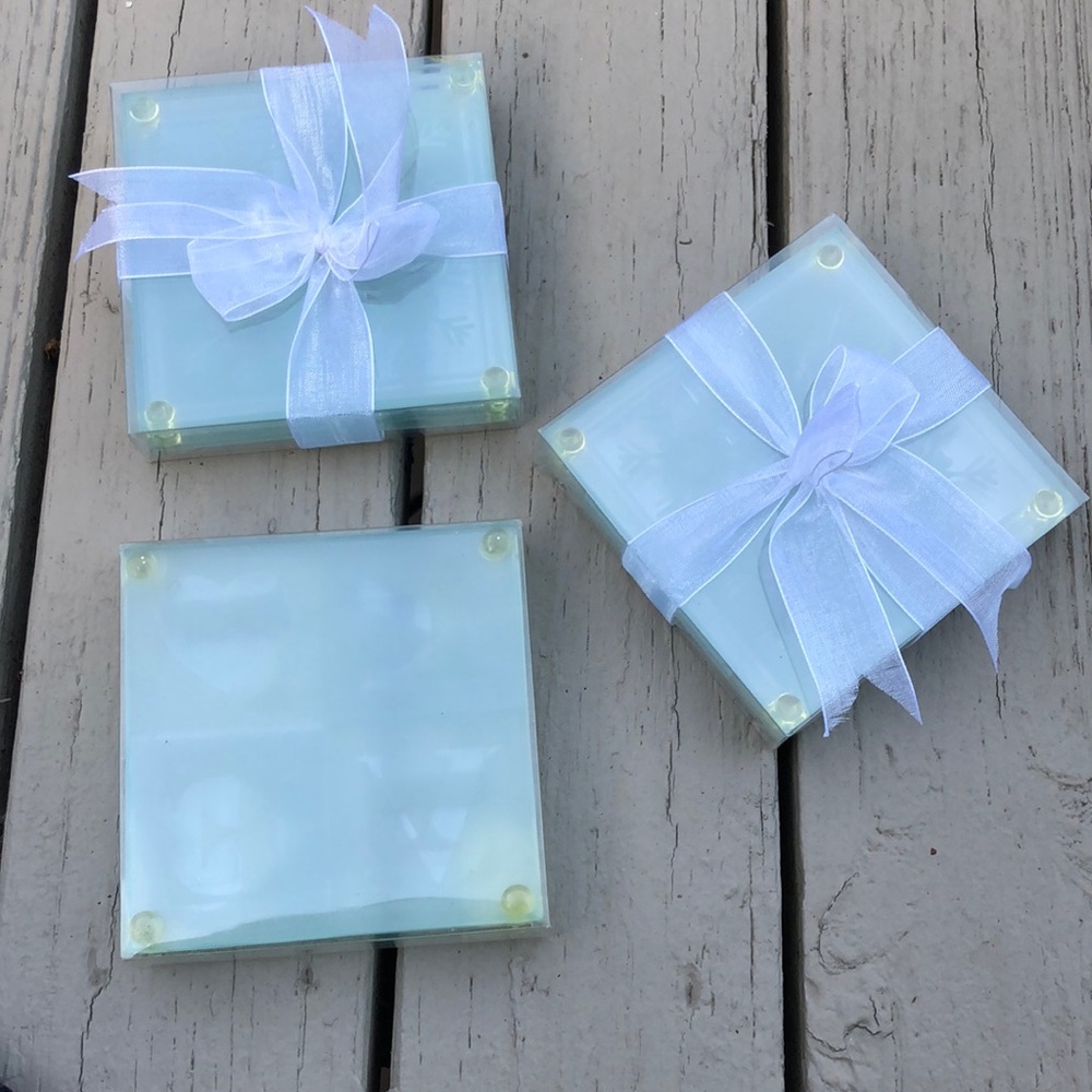 3sets of 12 Kate Aspen glass coasters